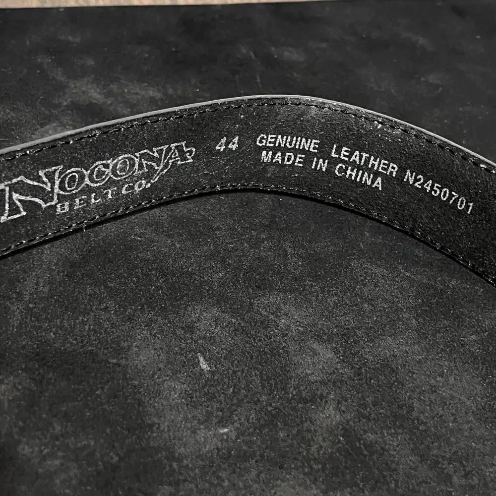Nocona Belt Co Belt Mens 44 Black Leather Western Silver Tip Cowboy N2450701